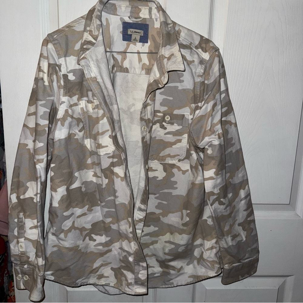 L.L. Bean Men's Casual Camouflage Shirt - Tan and Cream